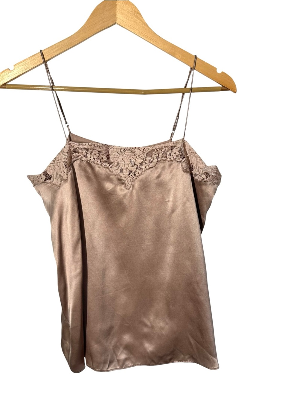 CAMI NYC Champagne Latte Silk Blouse Layer Top Floral Lace Dressy Women’s S